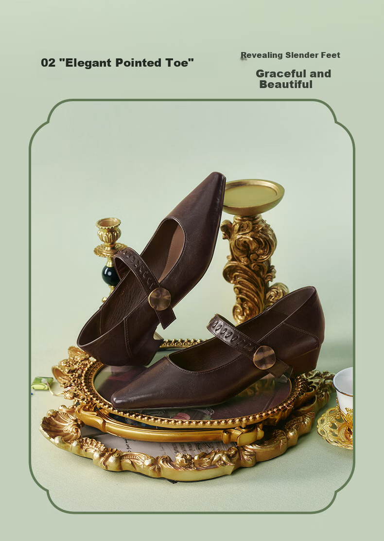 BASTO 26 Spring Mall Pointed Toe Chunky Heel Mary Jane Shoes Women's Leather Single Shoes F5177AQ6 Black 35 3