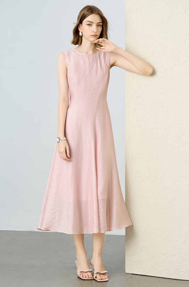 Yanyu Elegant Tencel Vest Dress for Women 2026 Summer Slim Waist Mature Long Dress Light Blue S 14