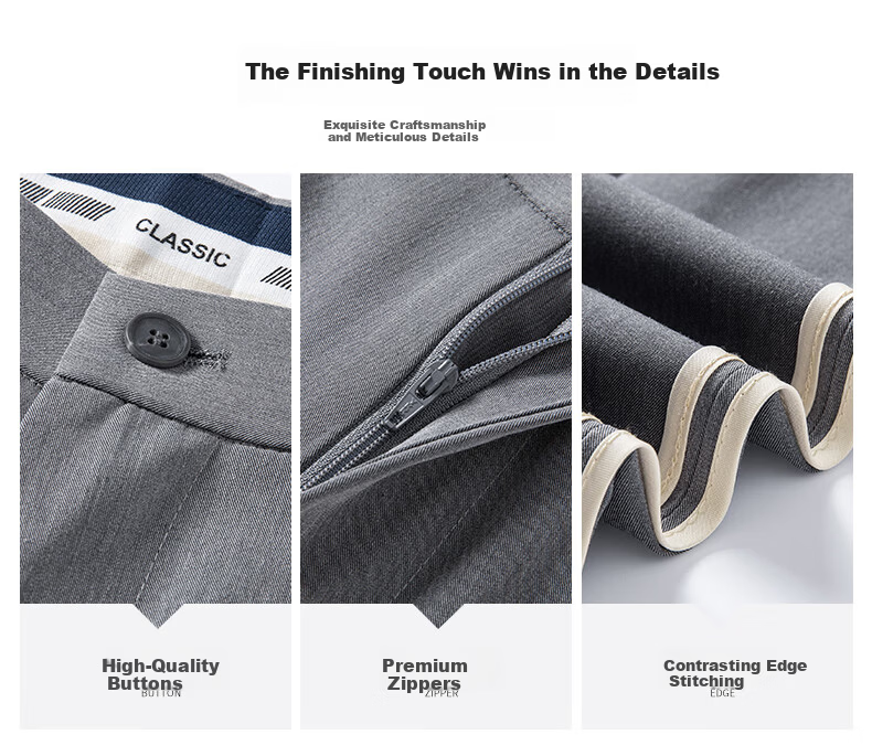 ROMON [Easy-Care] Men's Wrinkle-Resistant Non-Iron Business Suit Pants, Casual Trousers, Dad's Elastic Straight-Leg Pants 7