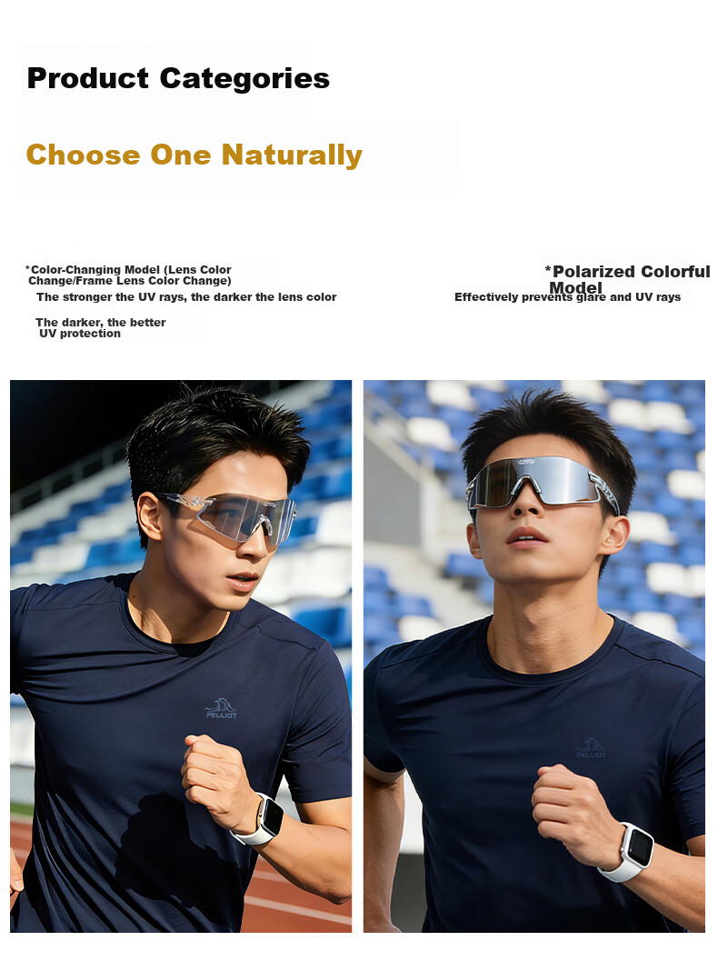 VOZAPOW Photochromic Running Glasses Marathon Sports Protective Eyewear Day and Night Outdoor Mountaineering Sunglasses for Men and Women 6