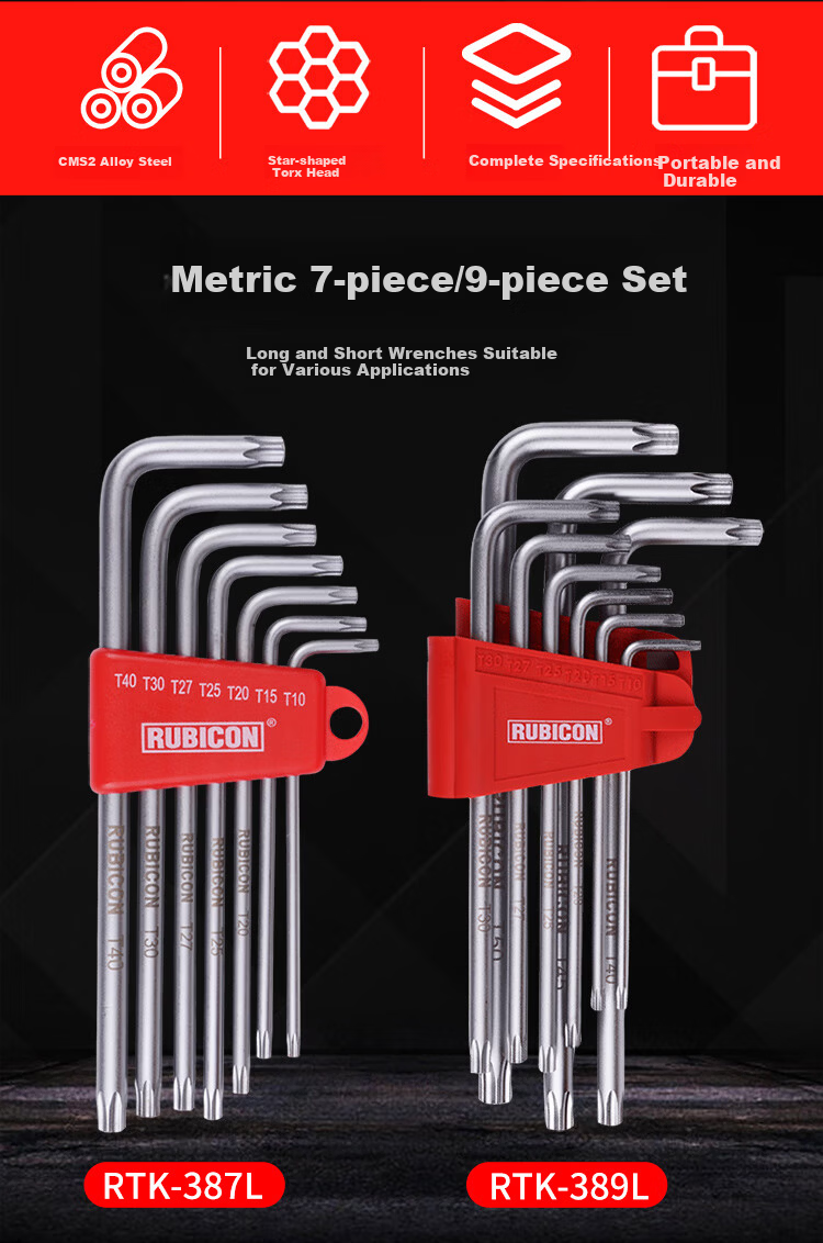 RUBICON Imported Extended Star Hex Key Wrench Set 9-Piece RTK-389L 2