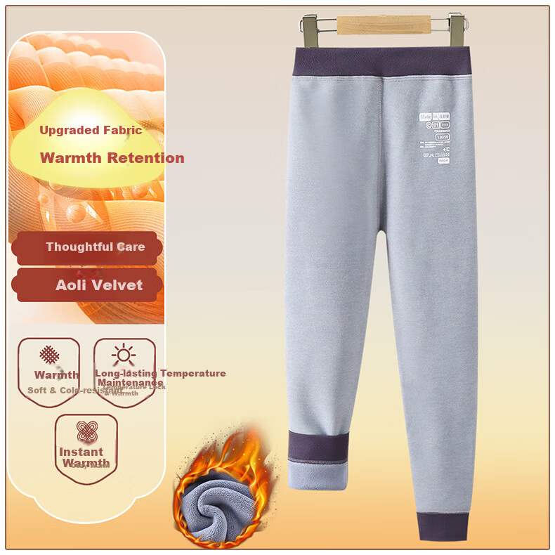 YUZHAOLIN Kids Thermal Pants Boys and Girls Autumn Winter Thickened Double-Sided Fleece Lined Leggings Pink 130 9