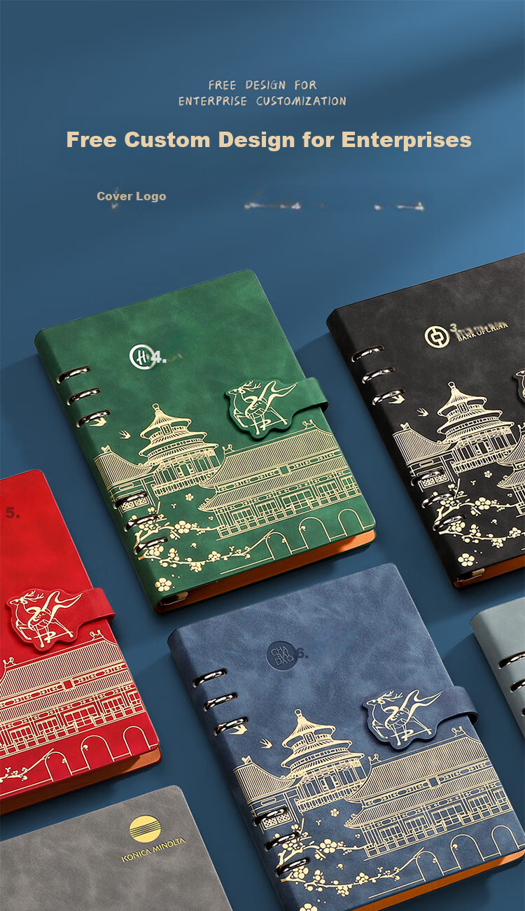Platinum Lady Guochao A5 Loose-leaf Notebook Palace Museum Cultural Creative Gift Premium Business Meeting Notes Stationery Diary Customizable Blue 2