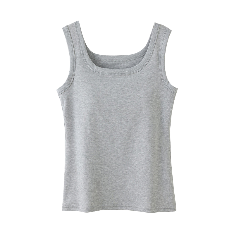 Langsha Pure Cotton Women's Camisole Vest with Chest Pad, Spring Summer Inner Wear, Side Breast Coverage, Slim Fit Sleeveless Top