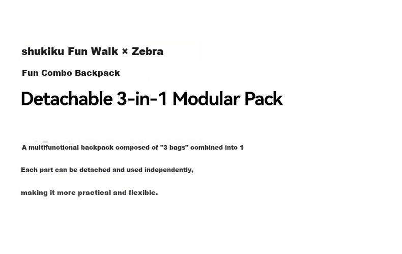 SHUKIKU Zebra Collaboration Lightweight Detachable Backpack for Middle, High School and University Students Zebra Special Collaboration Model L 4