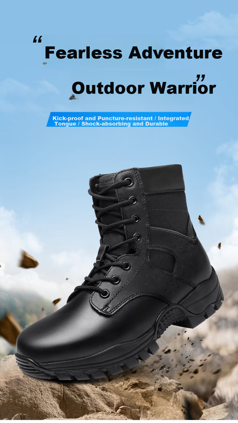 Qiangren Men's Boots Jihua 3515 Original Training Boots Outdoor Anti-Puncture Windproof Sports Boots JDA24336 Black Size 46 1