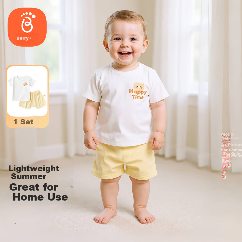 Babyprints Baby Summer Short Sleeve and Shorts Set for Boys and Girls Thin Two-Piece Outfit Bear 73