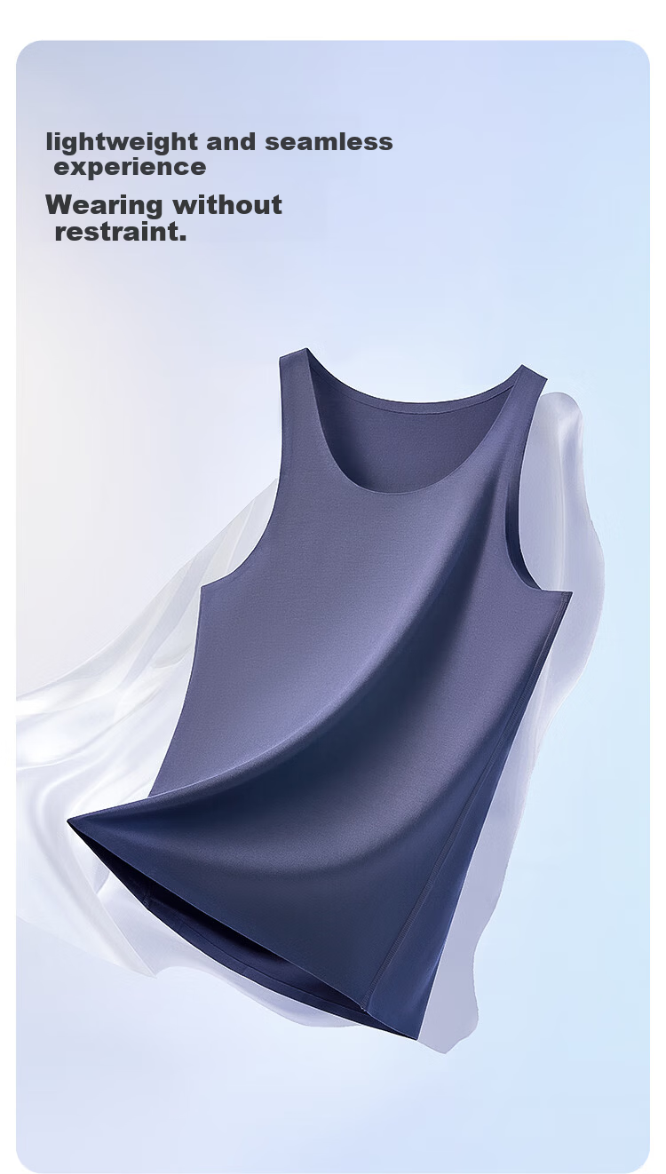MiiOW Men's Ice Silk Vest Lenzing Modal Sleeveless Sports Quick-Dry Comfortable Summer Seamless Base Layer Shirt 4