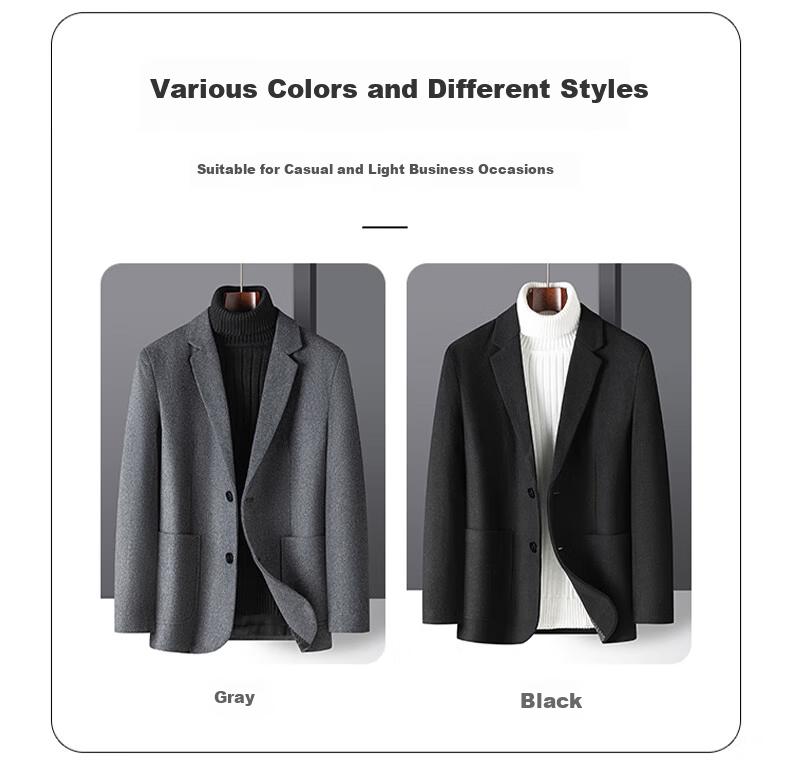 ROMON Wool Blend Men's Blazer Spring Autumn Business Casual Single Jacket Coat Warm Outerwear XF79 Gray XL 7