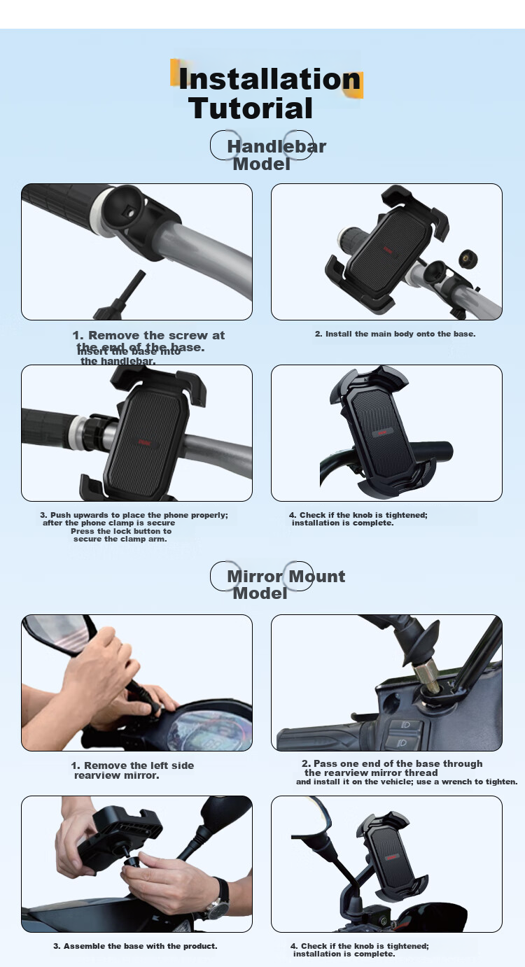Peak Bicycle Phone Holder Mountain Bike Electric Vehicle Shockproof Anti-Shake Navigation Mount Motorcycle Delivery Rider Special 9