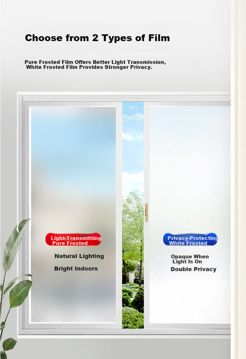 Cuttlefish Matte Frosted Privacy Window Film 0.9x3m Light-Transmitting Opaque Bathroom Toilet Sticker 6