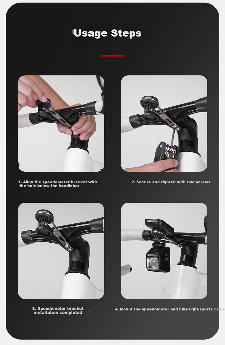 Captain Tas Bike Computer Mount Integrated Handlebar Extension Titanium Alloy Bracket for Mountain and Road Bikes with Light and Camera Extension Rack 7