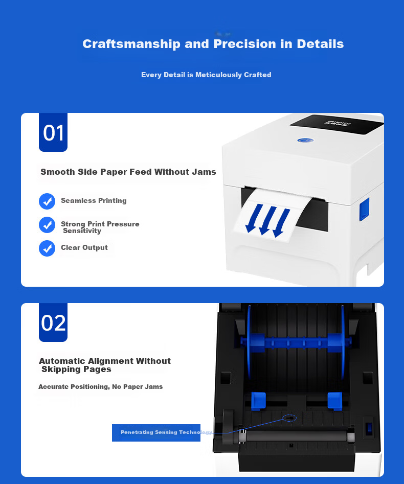 QIRUI QR-348S Thermal Label Printer Warehouse Logistics Fixed Asset Label Machine 80mm Adhesive Barcode Express Shipping Label Commercial Printer 9