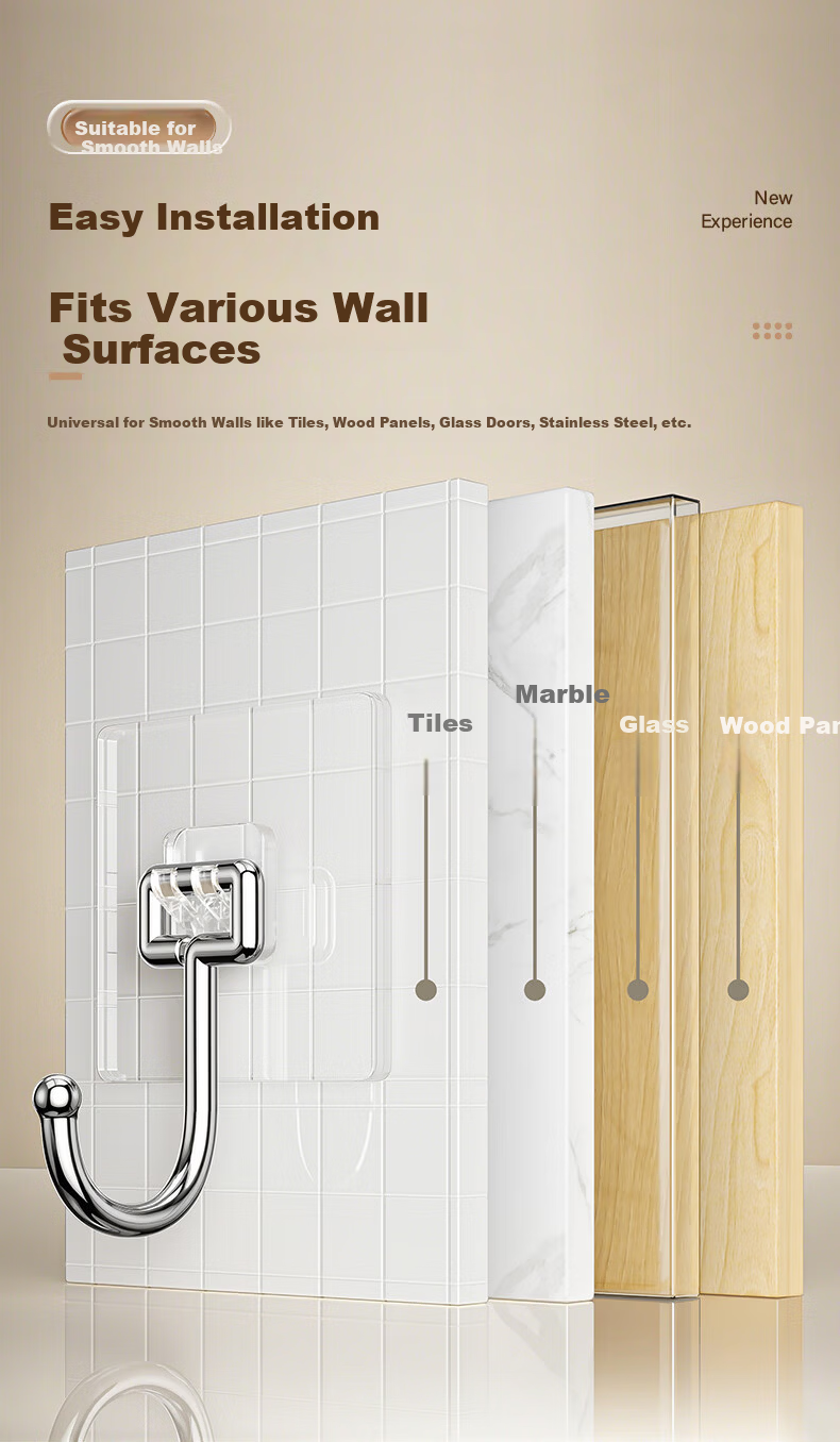 Baicaoyuan Strong Adhesive Hook Heavy Duty No Drilling Large Thickened Curved Hook Wall Mount Removable for Dormitory 12