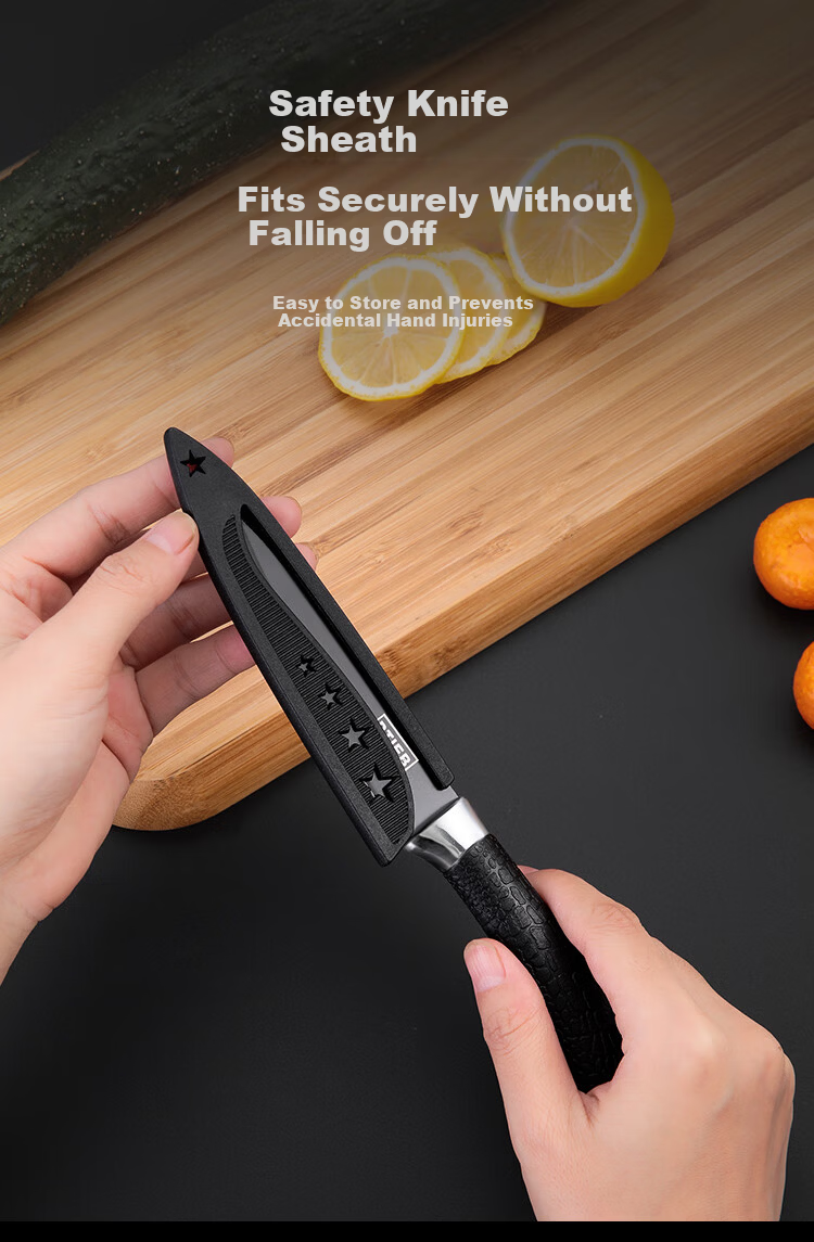 Weijian Black Blade Stainless Steel Pineapple And Watermelon Fruit Knife Set, Peeling Knife, Portable Three-Piece Set for Peeling Fruits And Vegetables, Kitchen Knife 6