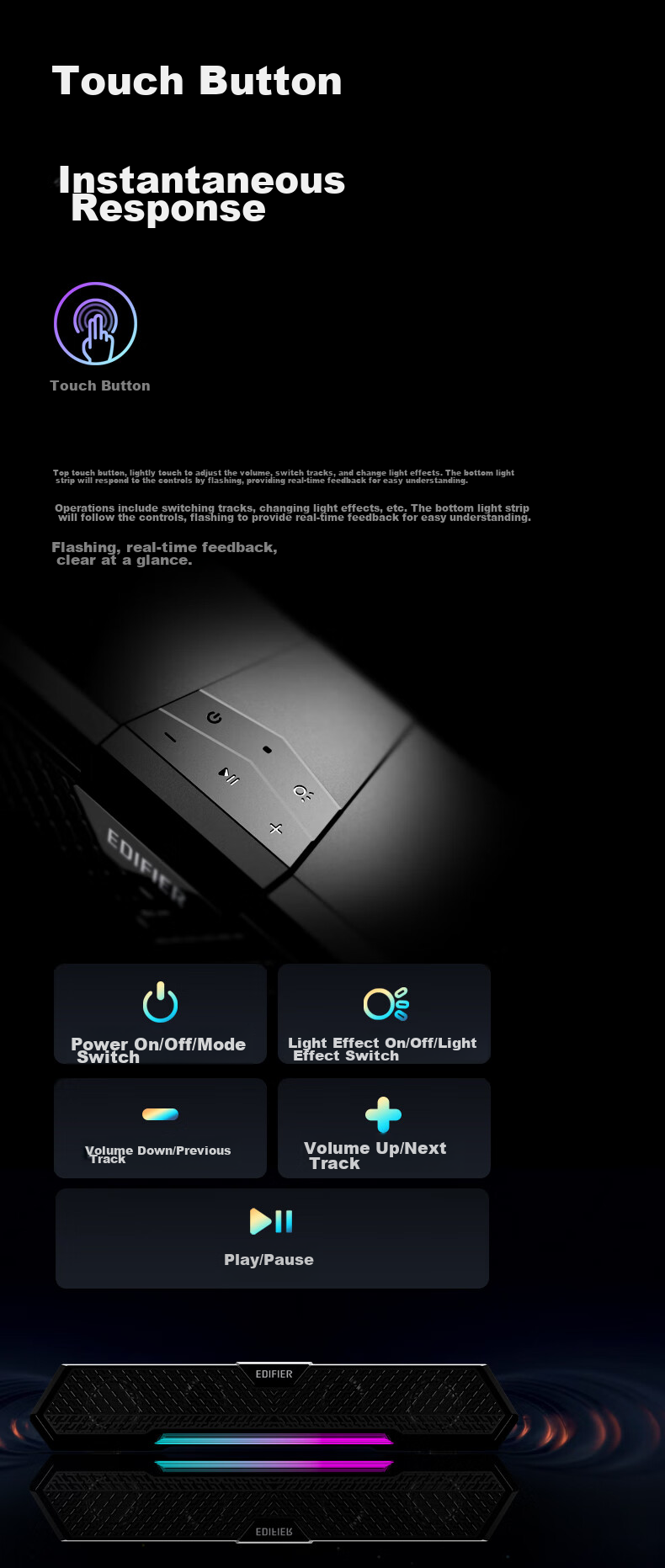 EDIFIER M25 All-In Computer Speakers, Home Desktop Laptop Speakers with RGB Floating Light Effects, High-Fidelity Sound, Black 11