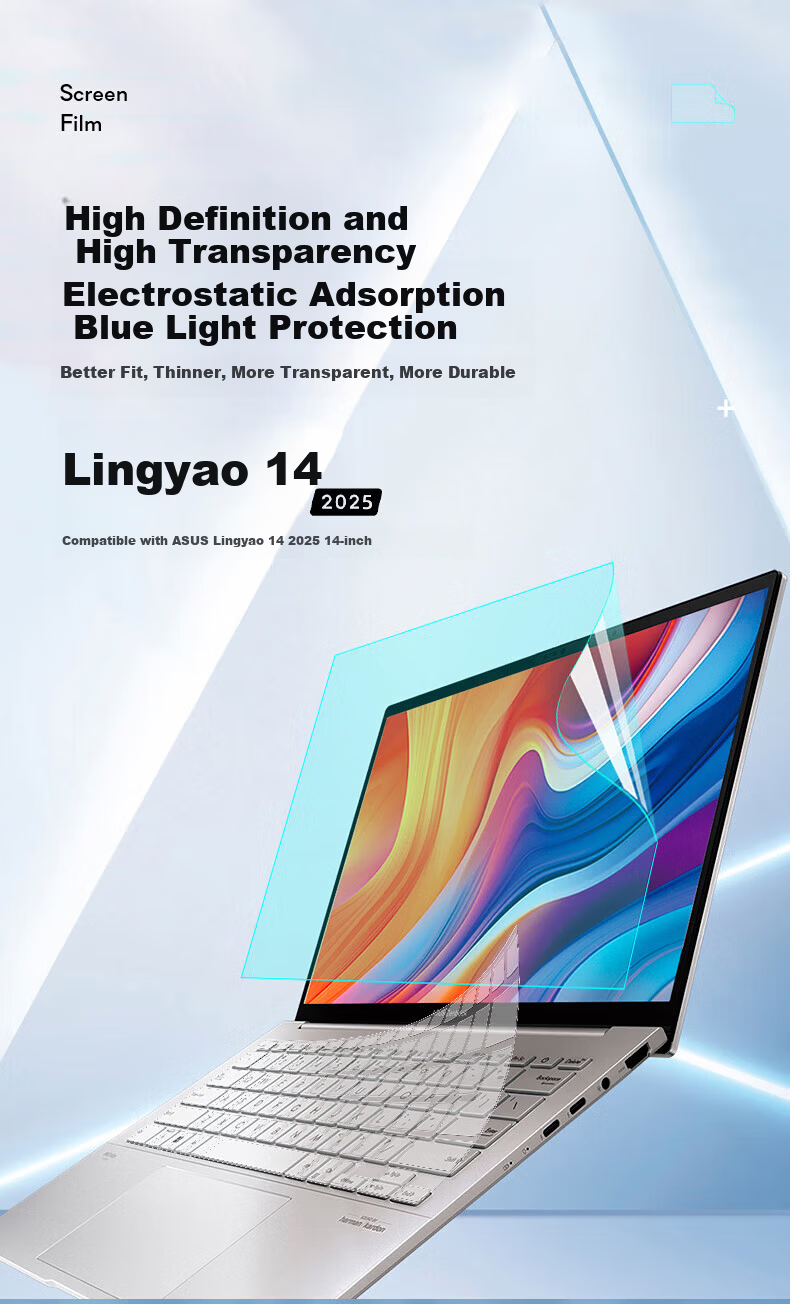Jiasu ASUS Lingyao 14 (UX3405C) Keyboard Protector, Blue Light Blocking Screen Film, 14-Inch Laptop Protective Film Set, One Complete Kit for Convenience 5