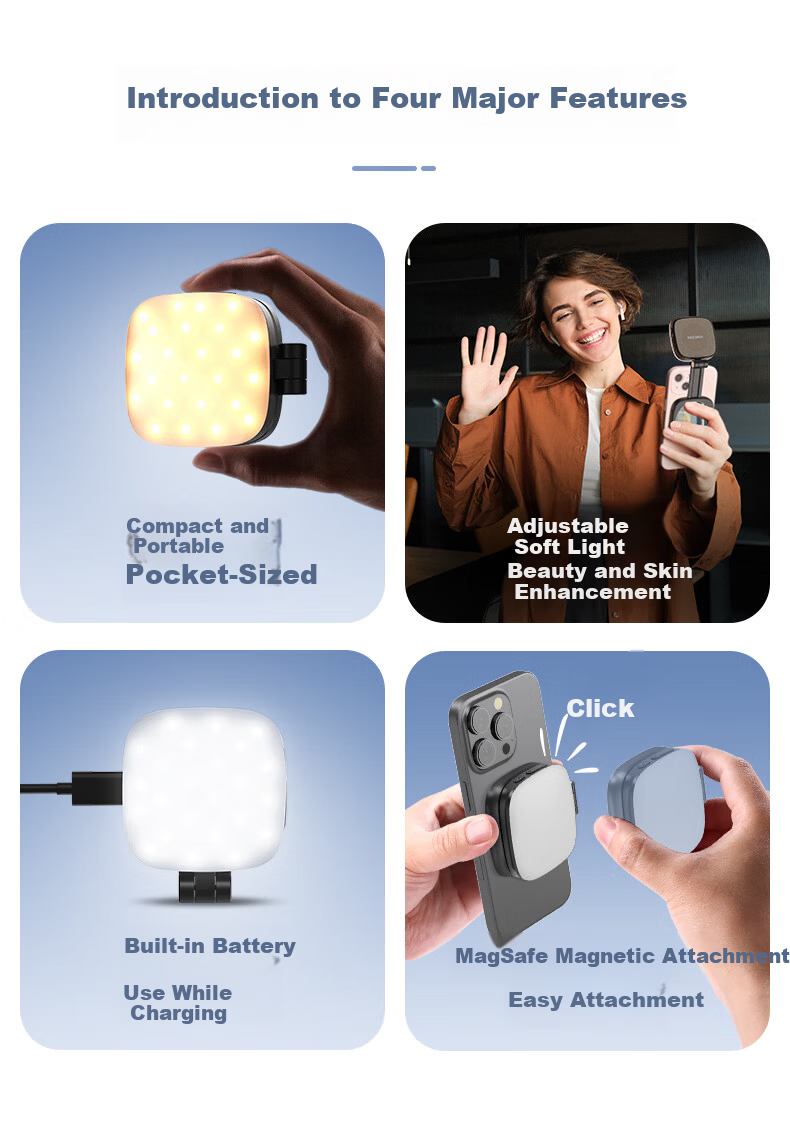 NEEWER RGB Magnetic Full-Color Portable LED Pocket Bi-Color Temperature Fill Light for Mobile Phones Live Streaming Photography Light for Mirrorless Cameras Flash Indoor Portrait Constant Light 2