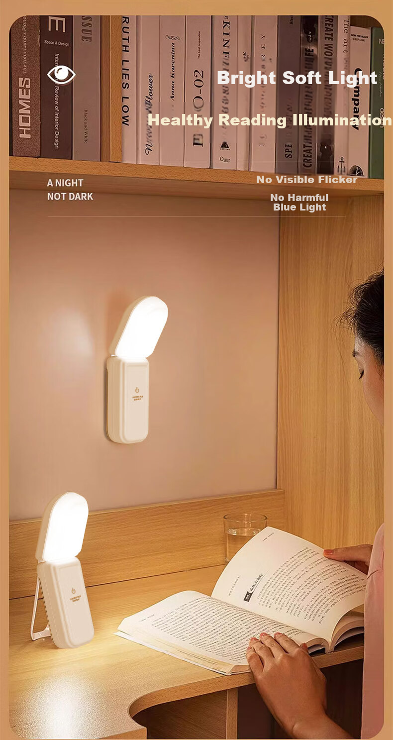 Jingqian Small Night Light Bedroom Bedside Reading Lamp Wall-Mounted Magnetic Rechargeable Desk Lamp Eye Protection Study Light 4