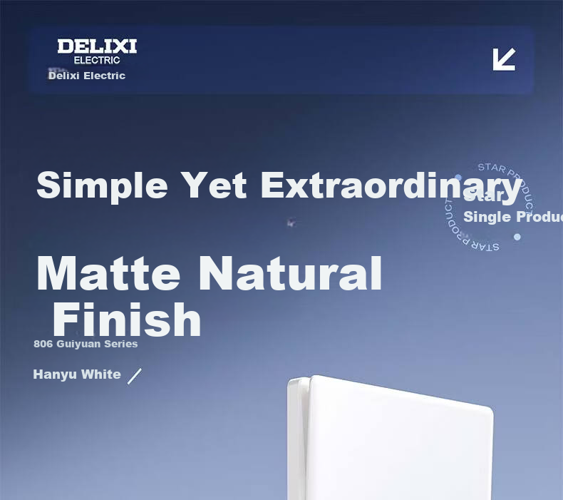 DELIXI Switch Socket CD806 Matte Frosted Cream Style Large Panel Two-Gang Double Control Han Yu White 3