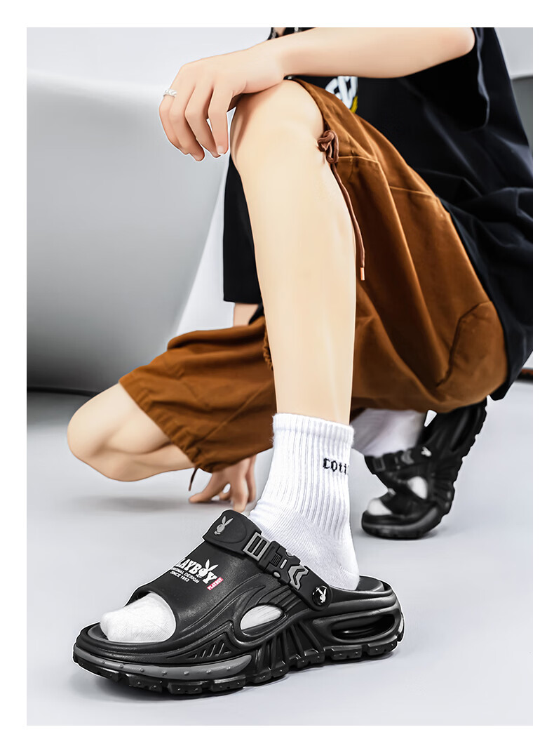 PLAYBOY 2026 Summer New Open Toe Sandals Men Soft Sole Casual Slip-On Outdoor Beach Shoes 21