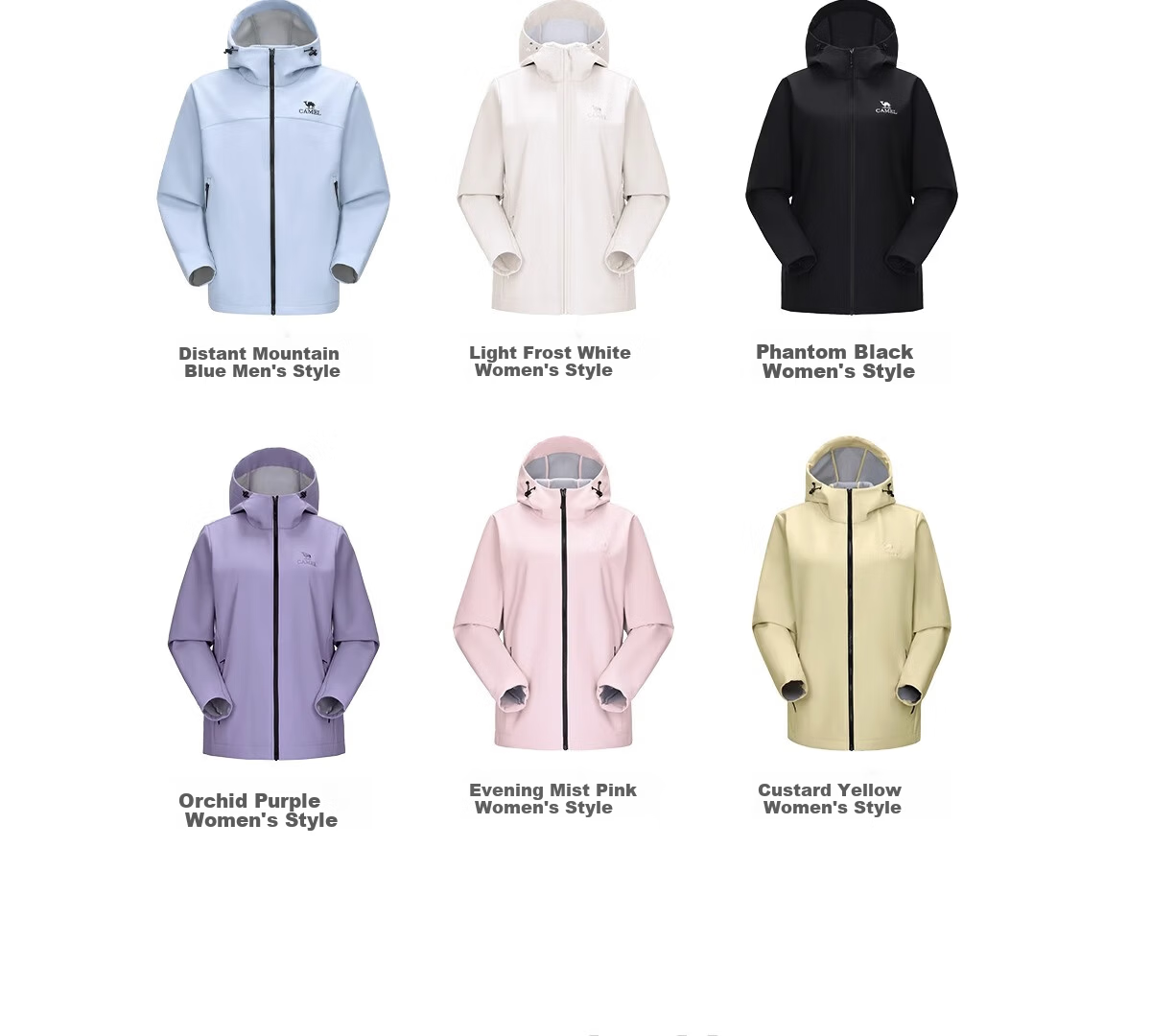 Camel Women's Softshell Jacket Windproof Waterproof Fleece Lined Warm Anti-Static Hooded Jacket for Men 18