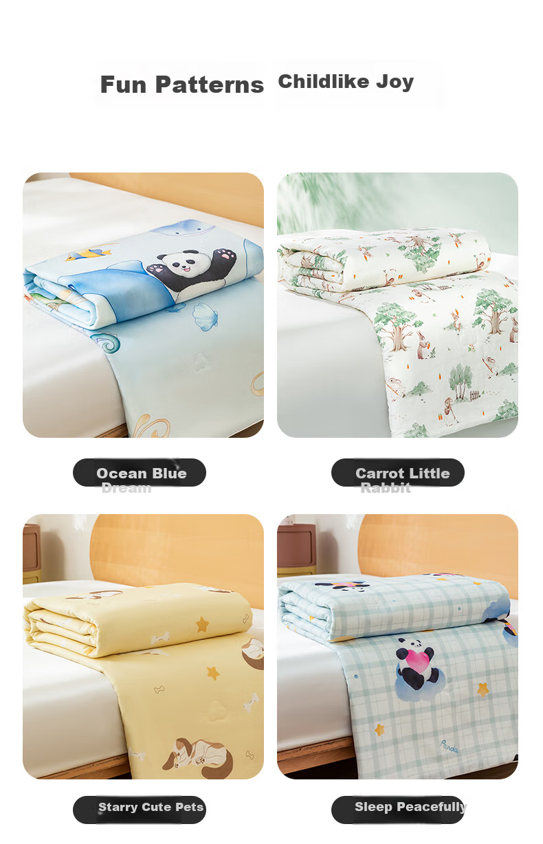 Hengyuanxiang Cotton Quilt A-Class Antibacterial 100% Cotton Double-Layer Gauze Summer Quilt Air Conditioning Quilt Carrot Little Rabbit 1.2*1.5m 13