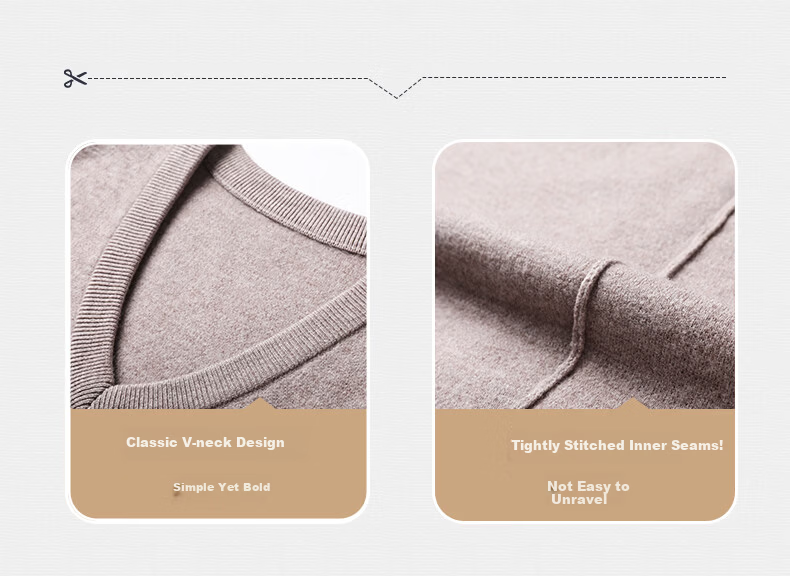 Hengyuanxiang Pure Wool Vest Men's Autumn Pullover V-Neck Knitted Wool Sweater Sleeveless Men's Vest 8