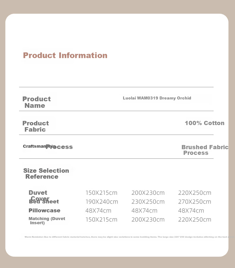Luolai Home Textiles Cotton Thickened Brushed Four-Piece Set Winter Pure Cotton Quilt Cover Bed Sheet Bedding Purple 200*230cm 5