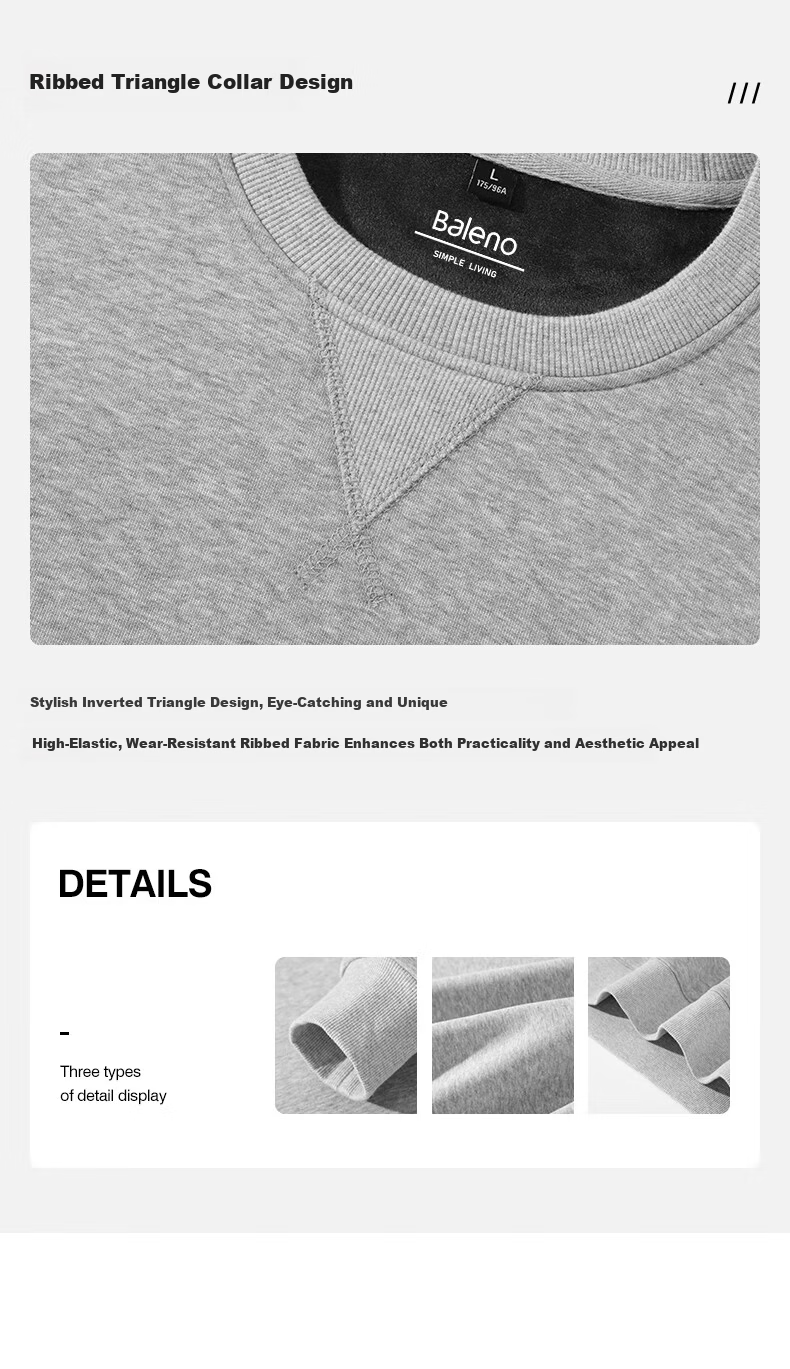 Baleno Heavyweight Men's Hoodie 420G Winter Fleece Thickened Warm Crewneck Loose Fit Sports Casual Jacket 4