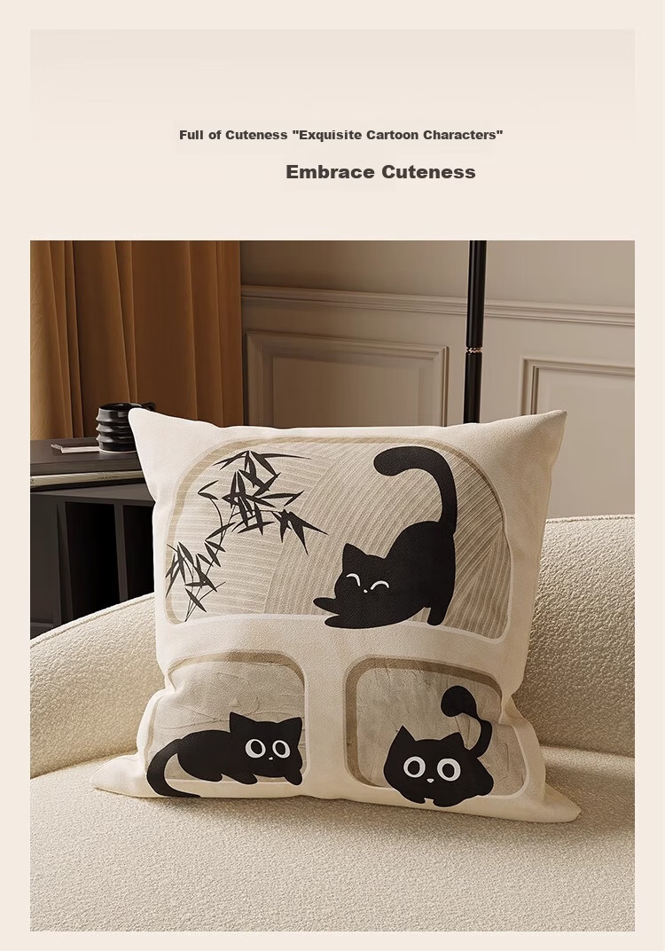Slow Talk Cartoon Sofa Cushion Pillow with Removable Core, Washable Backrest Pad for Living Room and Bedside, Customizable 45*45cm 18