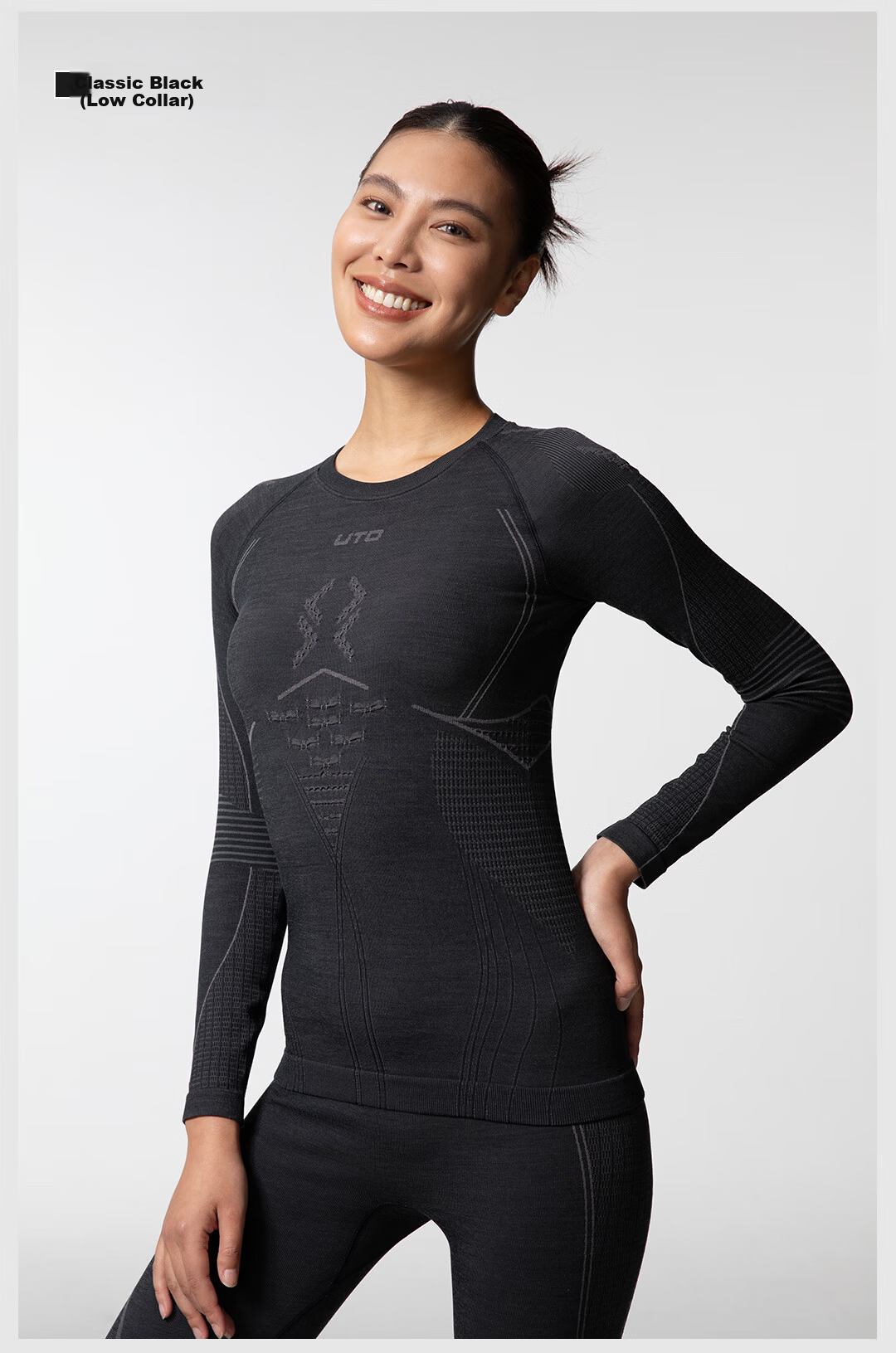 UTO Merino Wool Quick-Dry Base Layer Set Unisex Ski Mountaineering Thermal Underwear Classic Black Men’s L 28