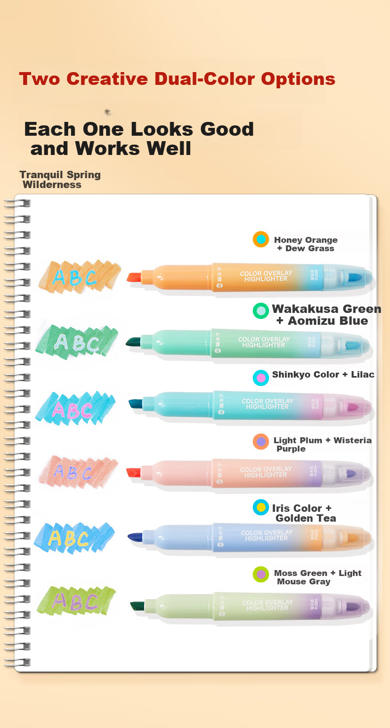 Cat Prince Stackable Color Fluorescent Highlighter Marker Pen Double-Ended Fluorescent Pen for Elementary Students, High-Value Quick-Dry 12-Color Note-Taking Pen for Handwritten Reports 3