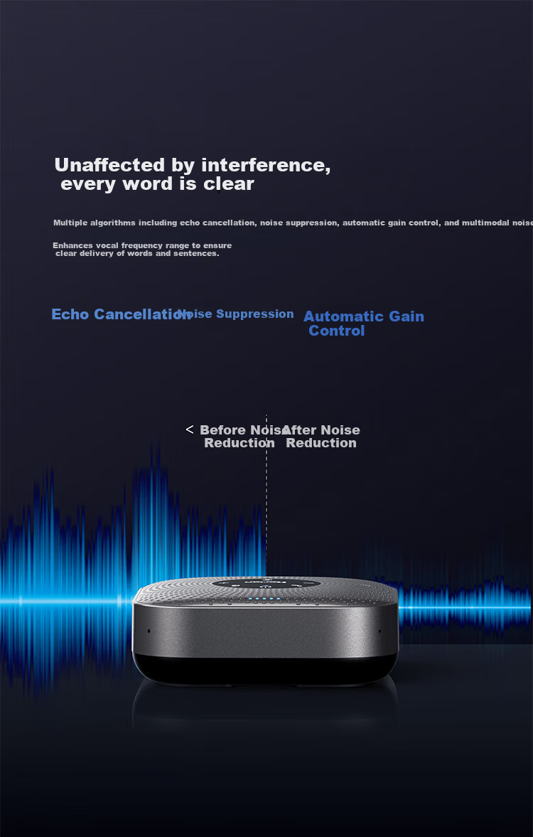 Horion Conference Omnidirectional Microphone, Video Conference Dedicated Desktop Video Conference Bluetooth Speaker All-In Pickup HM-5U (20-Meter Pickup Range, 8 Wired Units Can Be Cascaded) 6