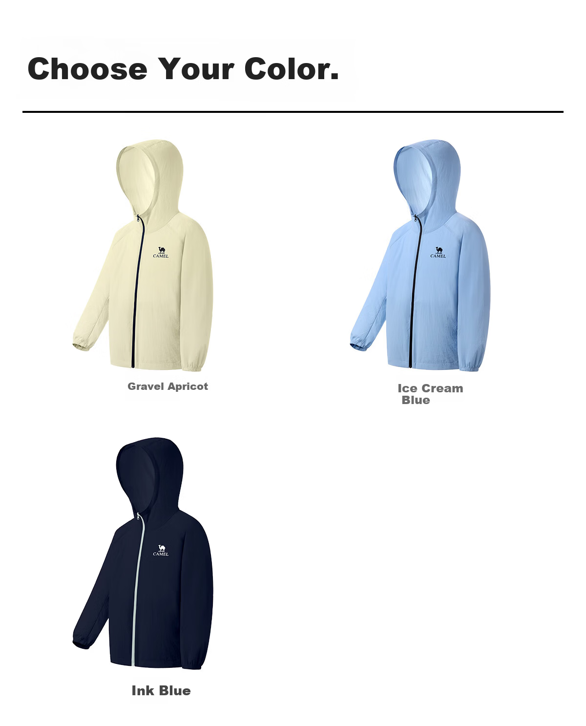 CAMEL [Muguang] Children's Sun Protection Clothing, Summer Lightweight Jacket, Cool And Breathable, for Older Children, Skin-Friendly Outerwear, UV-Resistant 18