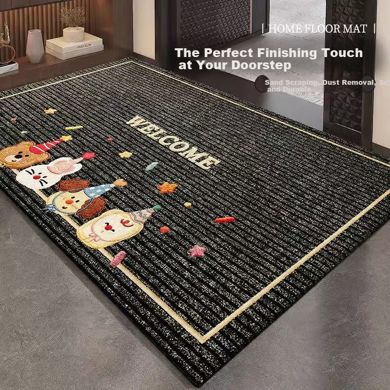 Bahainiao Cartoon Doormat for Horse Year, Cuttable, Dirt-Resistant, Entrance Hall Outdoor Foot Mat, Non-Slip, Mud-Scraping Door Mat