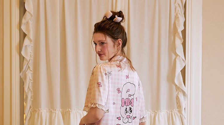 Gukoo Women's Summer Pajamas Ice Silk Sweet Plaid Homewear Set Thin Mesh Pink S 22