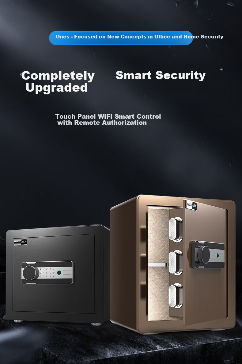 ONNAIS Home Safe Small 25cm Office Password WIFI All-Steel Anti-Theft Fingerprint Wall-Embedded Alarm Smart Mobile Storage Box New A6-25 Black Fingerprint WIFI 2