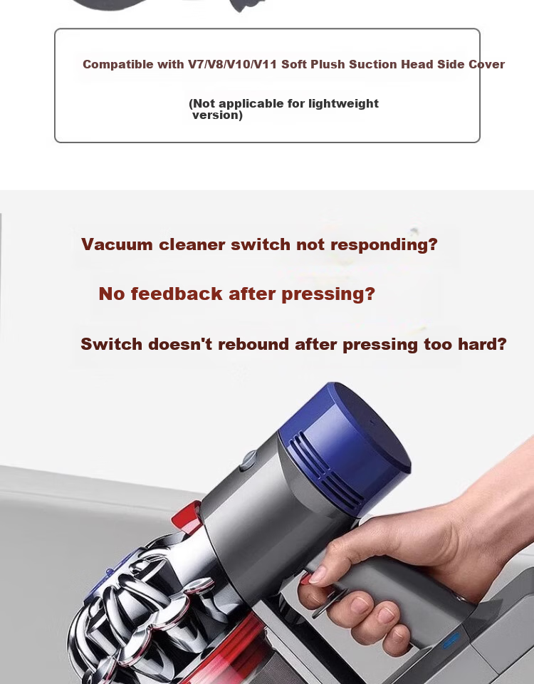 Fenlang Soft Plush Vacuum Cleaner Head Blue Tube Replacement Hose for Dyson V6 V7 V8 V10 V11 Accessories 5