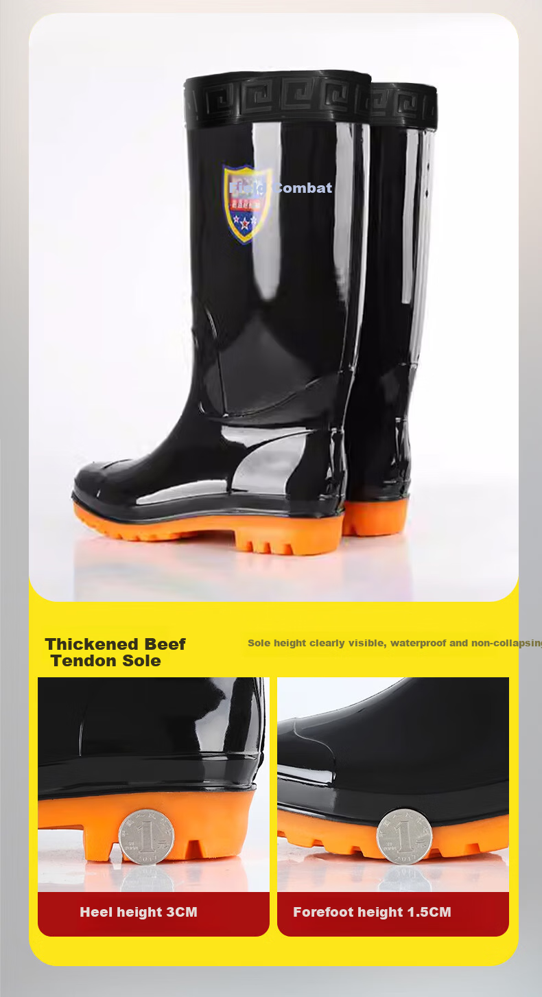 Leyoubaiyi Food Factory Labor Protection Rain Boots Size 44 Wear-Resistant Non-Slip High Tube Waterproof Work Sanitary Shoes White 9