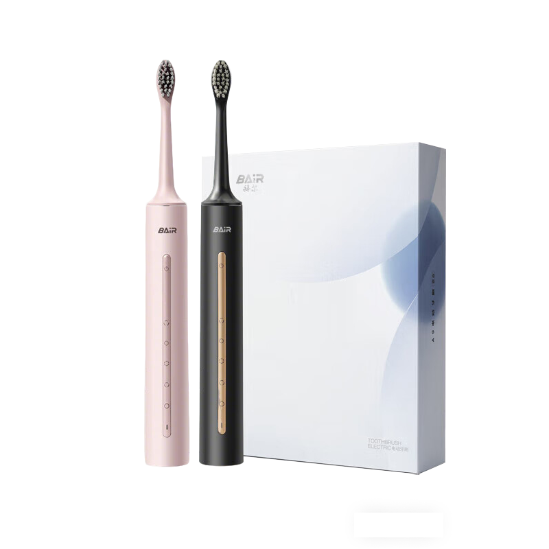 BAIR Electric Toothbrush for Adults with Sonic Vibration And Soft Bristles, Couples Edition, Student Version, Smart Automatic Toothbrush for Men And Women, Peach Pink (Standard Version with 2 Brush Heads)