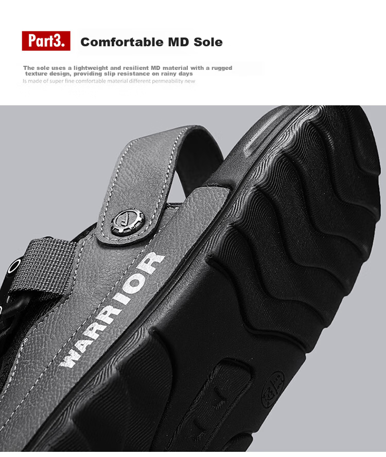 Huili Men's Shoes, Summer New Style Sandals, Soft-Soled Casual Versatile Slippers, Dual-Use Shoes for Men, 1329 Gray-Black, Size 41 8