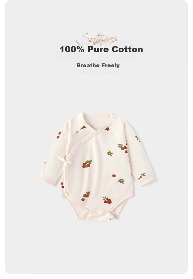 Babylove Baby Bodysuit Spring and Autumn Pure Cotton Full Moon Infant Triangle Romper Newborn Tie-up Jumpsuit 1