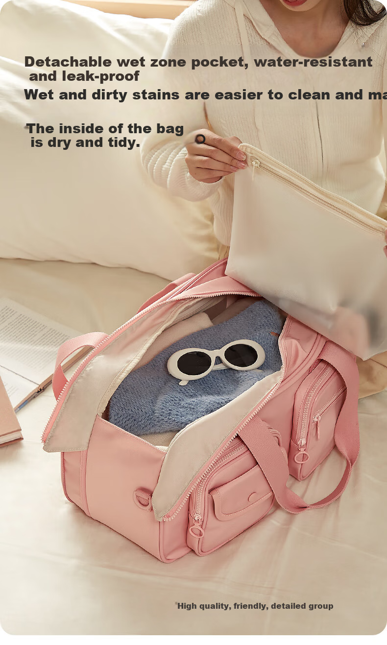 Aji Women's Travel Bag Large Capacity Expandable Waterproof Luggage Bag Short Trip Business Trip Storage Wet and Dry Separation Gym Bag 24