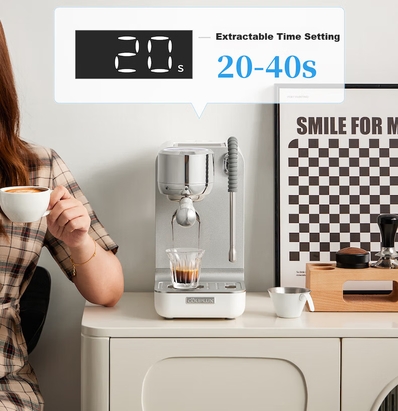 Kepura CP239 Espresso Coffee Machine Semi-Automatic Professional Home Office Small Steam Milk Frother Hot and Cold Dual Extraction 7