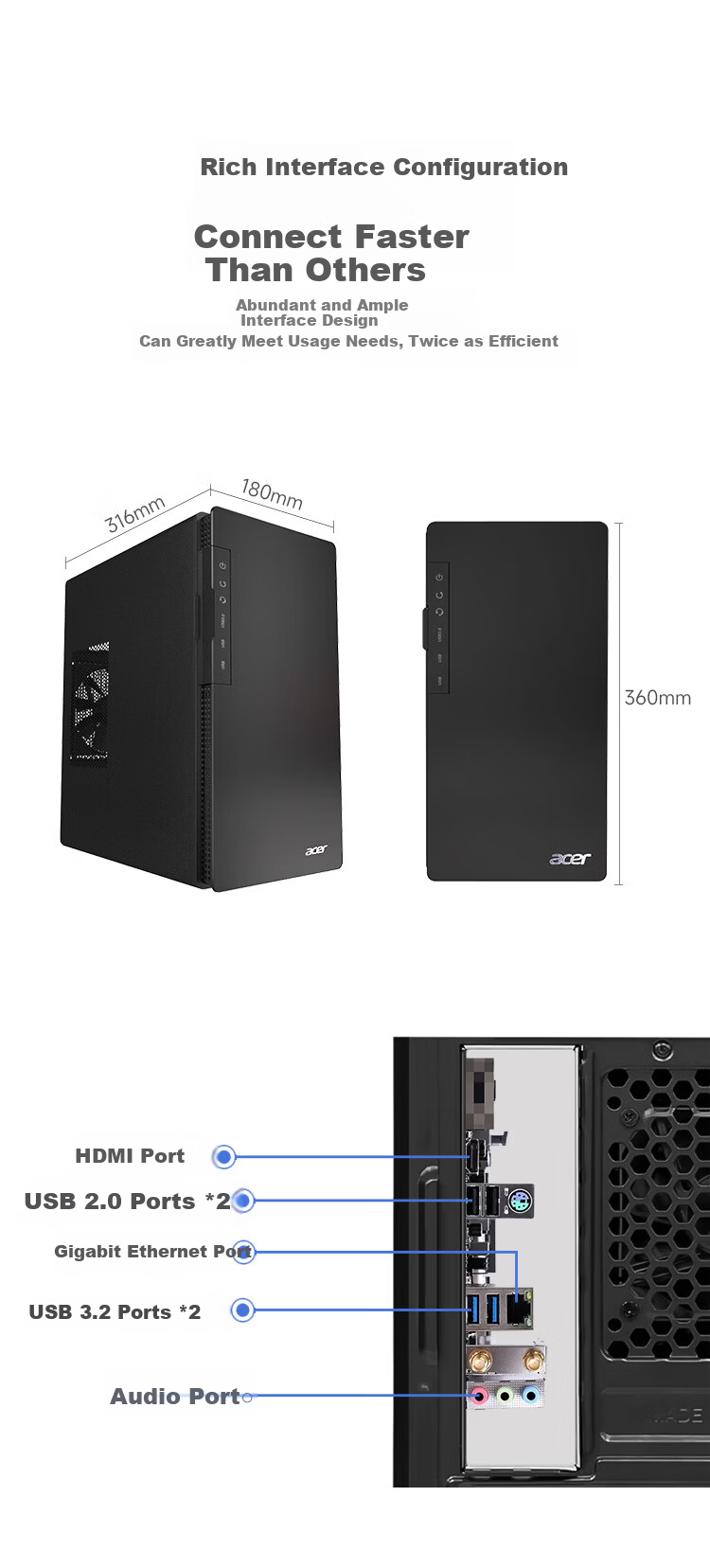 Acer Shadow Knight Desktop PC Office Host (12th Gen Core i5-12400F, 16GB RAM, 512GB SSD + 4TB HDD, 4GB Dedicated Graphics) 24.5-inch 7