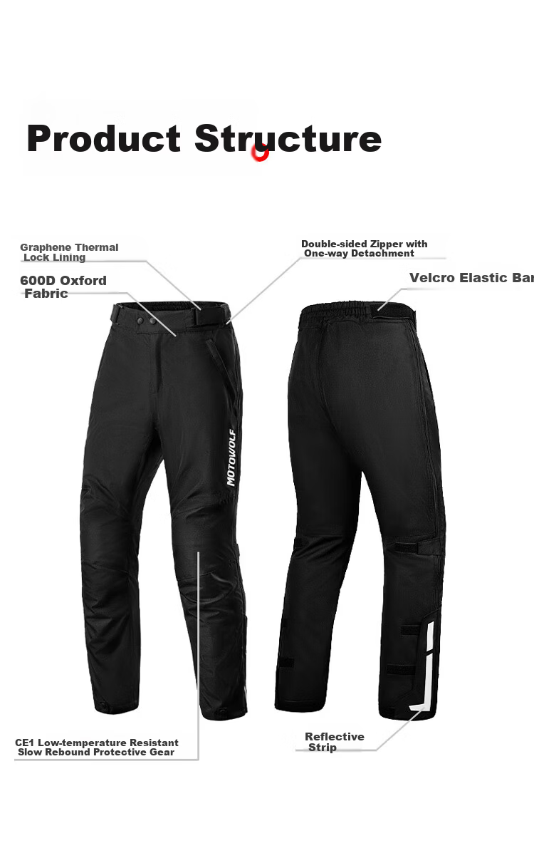 MOTOWOLF Motorcycle Quick-Release Riding Pants Motorbike Anti-Fall Winter Warm Windproof Quick-Release Windproof Cold-Resistant Detachable Pants 4