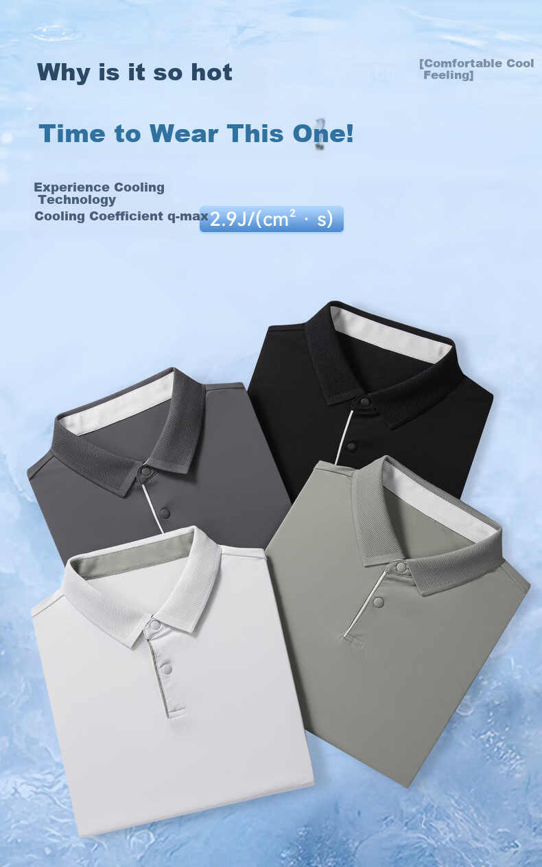 ROMON 7A Antibacterial Ice Silk Polo Shirt Men's Short Sleeve Cooling Summer Quick-Dry T-Shirt 232 5
