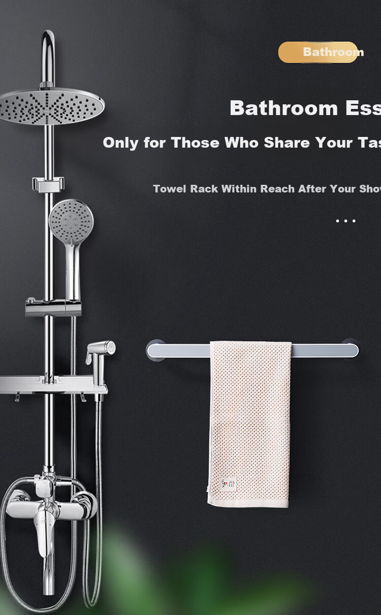 Ecoco No-Drill Towel Rack Bathroom Toilet Storage Towel Bar Minimalist Bathroom Shelf E1929 Black 4