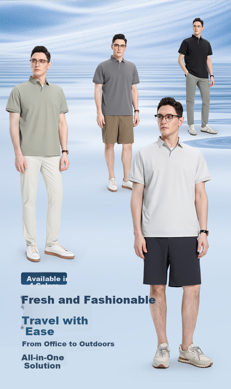 ROMON 7A Antibacterial Ice Silk Polo Shirt Men's Short Sleeve Cooling Summer Quick-Dry T-Shirt 232 9